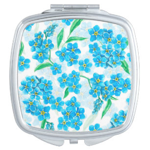Forget me not watercolor flowers compact mirror