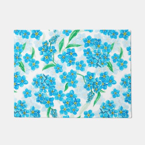 Forget me not watercolor flowers doormat