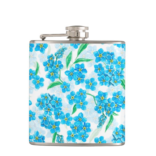 Forget me not watercolor flowers flask (Front)
