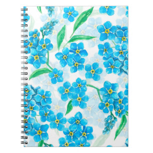 Forget me not watercolor flowers notebook