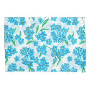 Forget me not watercolor flowers pillow case