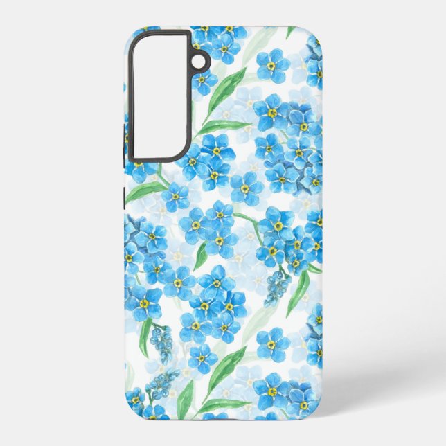 Forget me not watercolor flowers samsung galaxy case (Back)