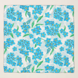 Forget me not watercolor flowers scarf