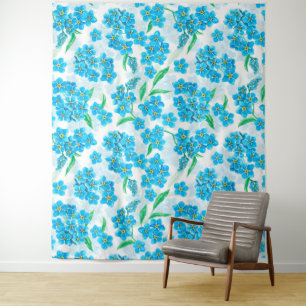 Forget me not watercolor flowers tapestry