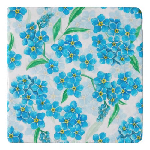 Forget me not watercolor flowers trivet