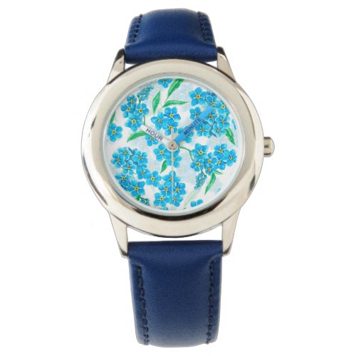 Forget me not watercolor flowers watch