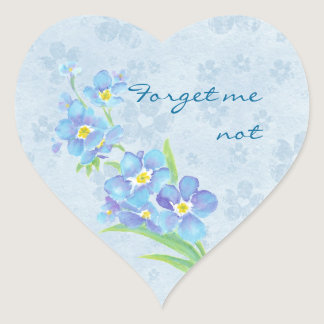 Forget me not  Watercolor Garden Flower Heart Sticker