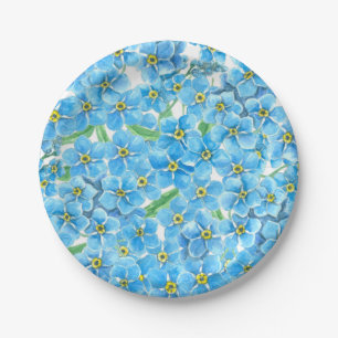 Forget me not watercolor paper plates