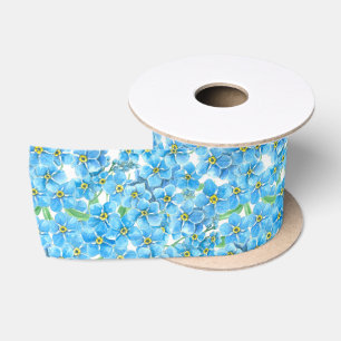 Forget me not watercolor satin ribbon