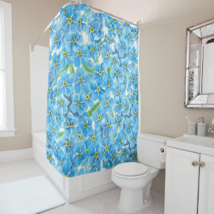Forget me not watercolor shower curtain