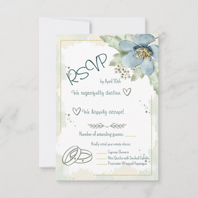 Forget-Me-Not Watercolour Florals  RSVP Card (Front)