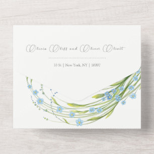 Forget-Me-Not Wedding All In One Invitation