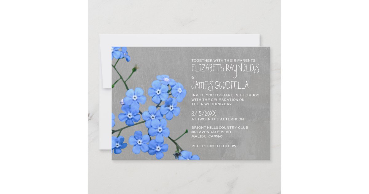 Hand-painted Blue Hydrangea and Forget Me Not Flower Botanical