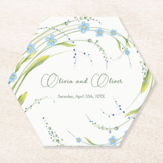 Forget-Me-Not Wedding Paper Coaster