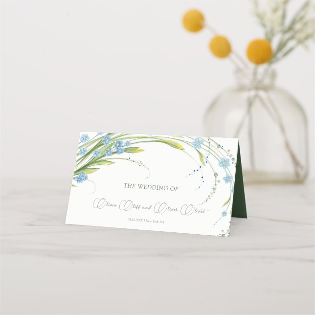 Forget-Me-Not Wedding Place Card (Front)