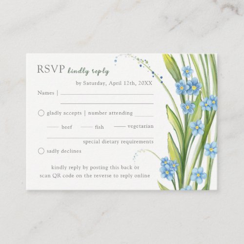 Forget_Me_Not Wedding RSVP QR Code Enclosure Card