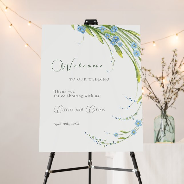Forget-Me-Not Wedding Welcome Foam Board (In Situ (Stand))