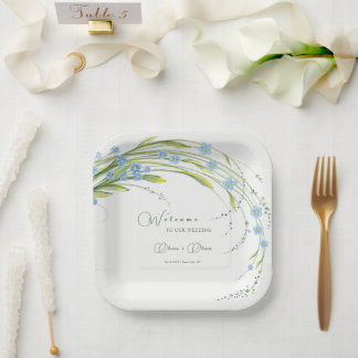 Forget-Me-Not Wedding Welcome Paper Plates