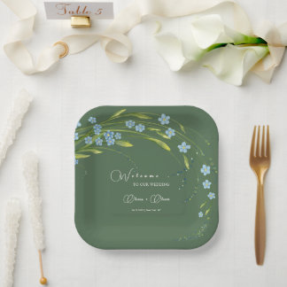 Forget-Me-Not Wedding Welcome Paper Plates