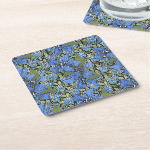 Forget_me_not Wildflower Patch Square Paper Coaster