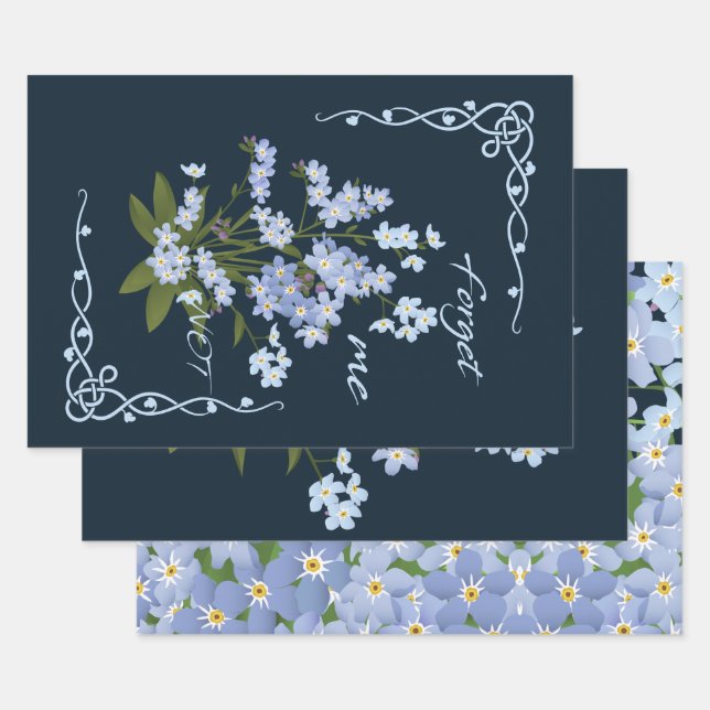 Forget me not   wrapping paper sheets (Set)
