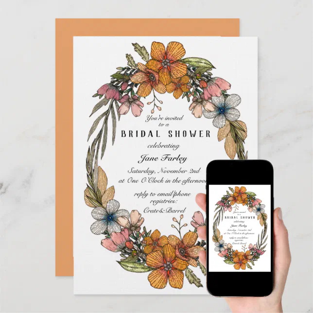 Wreath Bridal Shower Invitation Zazzle