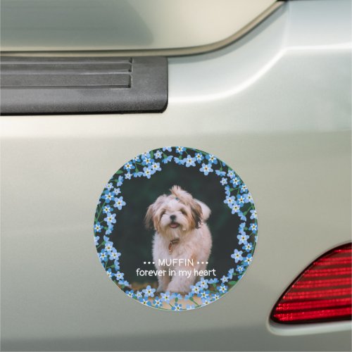 Forget Me Not Wreath Photo Name Pet Memorial Magne Car Magnet