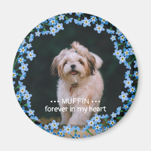 Forget Me Not Wreath Photo Name Pet Memorial Magnet