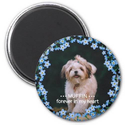 Forget Me Not Wreath Photo Name Pet Memorial Magnet