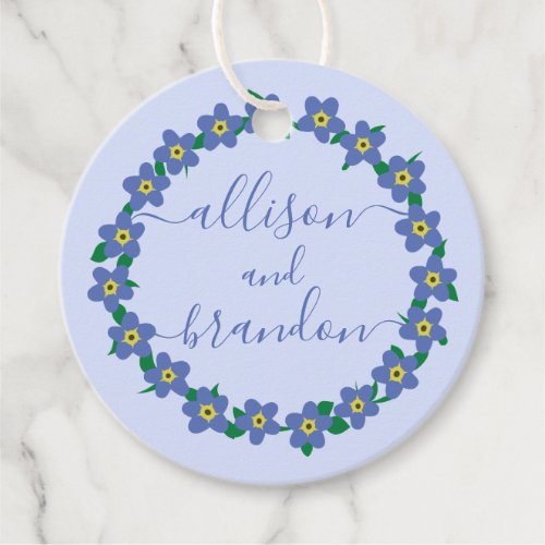 Forget Me Not Wreath Wedding Gift Tag Favor Tag