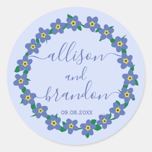 Forget Me Not Wreath Wedding Sticker Gift Tag