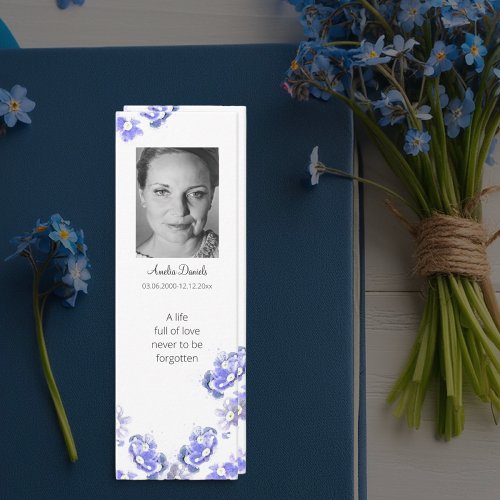 Forget_me_note  Funeral  Mini Bookmark Card