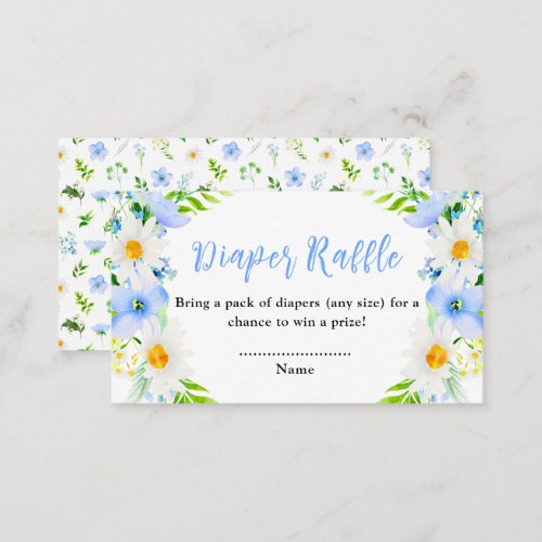 Forget_Me_Nots and Daisies Baby Diaper Raffle Enclosure Card