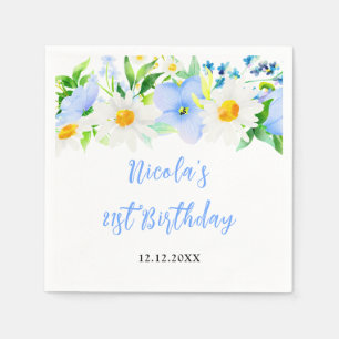 Forget-Me-Nots and Daisies Floral Birthday Napkins