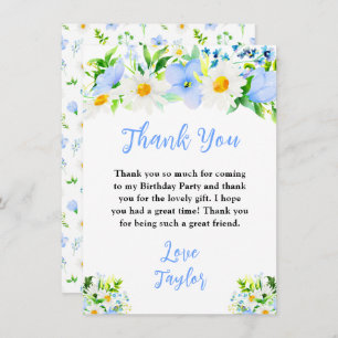 Forget-Me-Nots and Daisies Floral Birthday Party Thank You Card