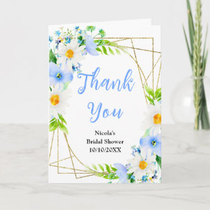 Forget-Me-Nots and Daisies Floral Bridal Shower Letterpress Thank You Card