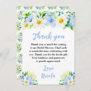 Forget-Me-Nots and Daisies Floral Bridal Shower Thank You Card