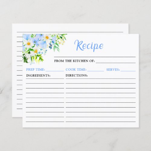 Forget_Me_Nots and Daisies Floral Recipe Card