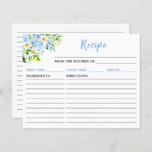 Forget_Me_Nots and Daisies Floral Recipe Card