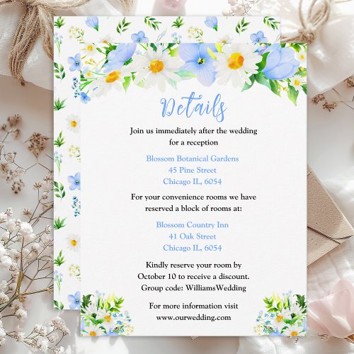 Forget_Me_Nots and Daisies Floral Wedding Details Enclosure Card