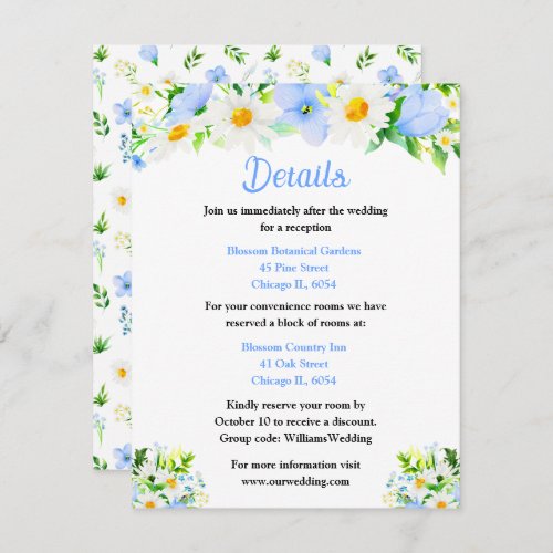 Forget_Me_Nots and Daisies Floral Wedding Details Enclosure Card