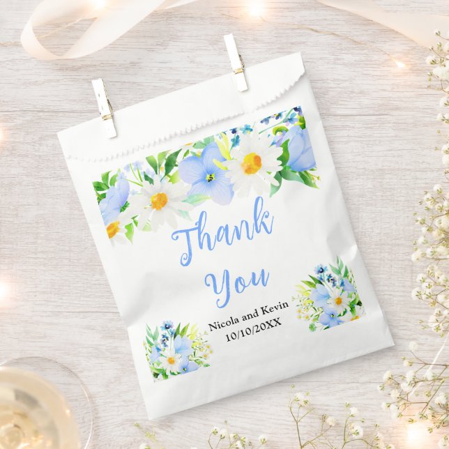Forget-Me-Nots and Daisies Floral Wedding Favor Bag (Clipped)