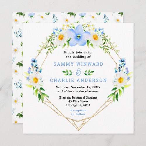 Forget_Me_Nots and Daisies Floral Wedding Invitation