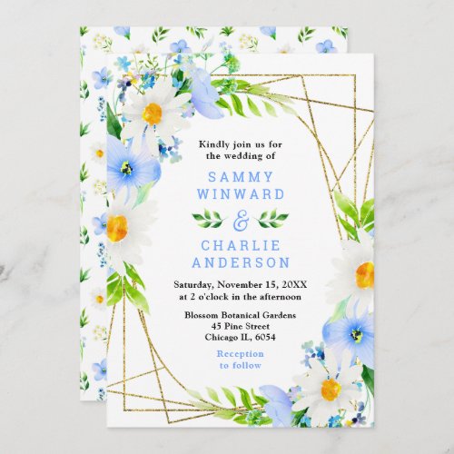 Forget_Me_Nots and Daisies Floral Wedding Invitation