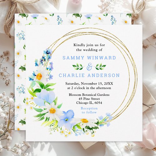 Forget_Me_Nots and Daisies Floral Wedding Invitation