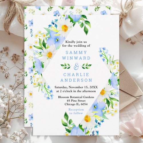 Forget_Me_Nots and Daisies Floral Wedding Invitation