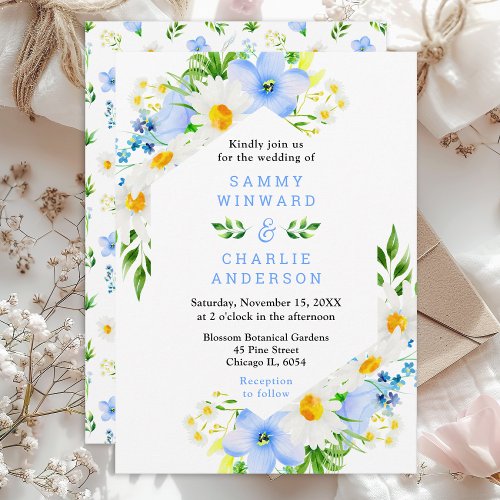 Forget_Me_Nots and Daisies Floral Wedding Invitation