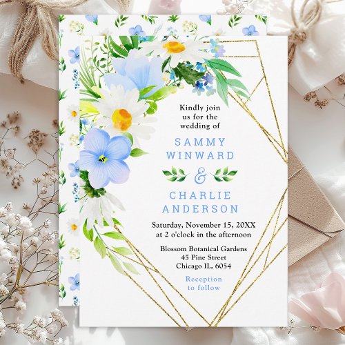 Forget_Me_Nots and Daisies Floral Wedding Invitation