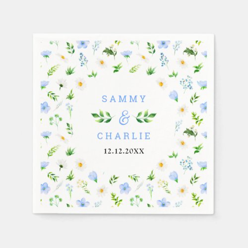 Forget_Me_Nots and Daisies Floral Wedding Napkins