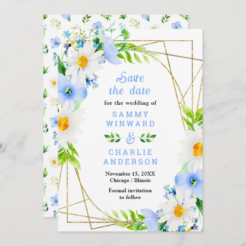 Forget_Me_Nots and Daisies Floral Wedding Save The Date